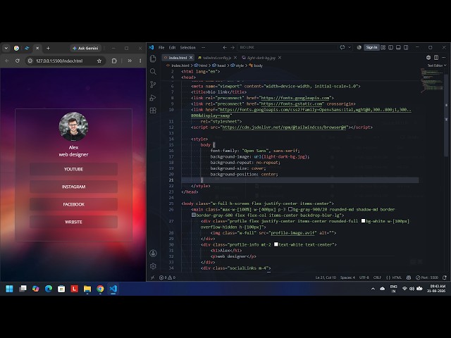 Relaxing Coding Session 🌧️💻 | Building a Link in Bio Website with Tailwind CSS