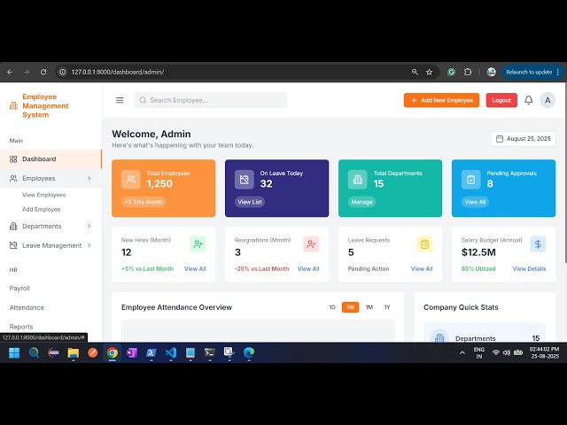 Employee Management System | Full Project Live Demo (2026) | LazyCoder