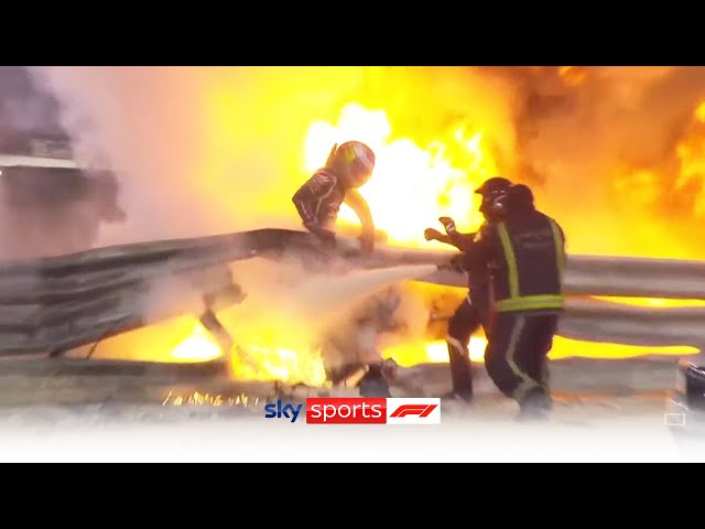 Romain Grosjean's miraculous escape from fireball crash which tore car in half