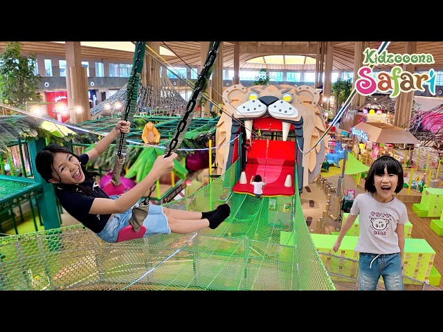 Flying Fox Swing to the Lion's Mouth at Kidzooona Safari, Playground Challenge