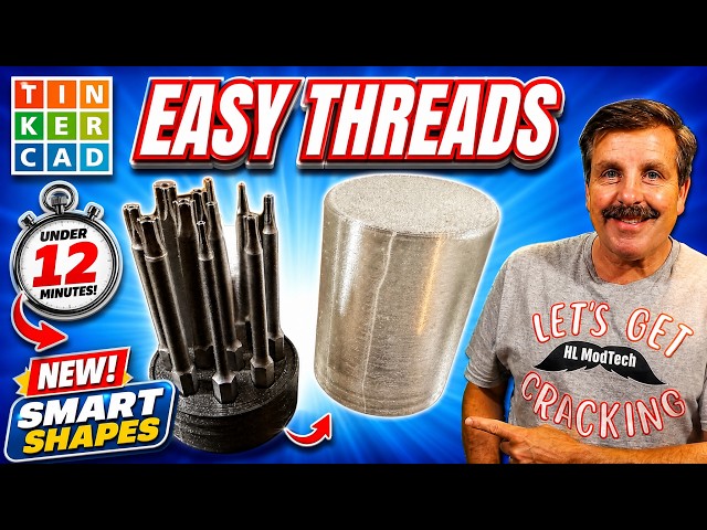 Tinkercad Bit Holder Upgrade: Sketch Revolve & Threads in Minutes! 💯🔥
