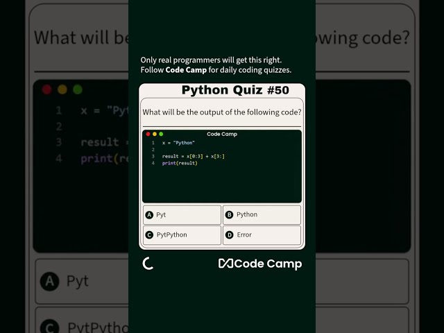 Python Education | Quiz [Q-50] | Code Camp #shorts #python