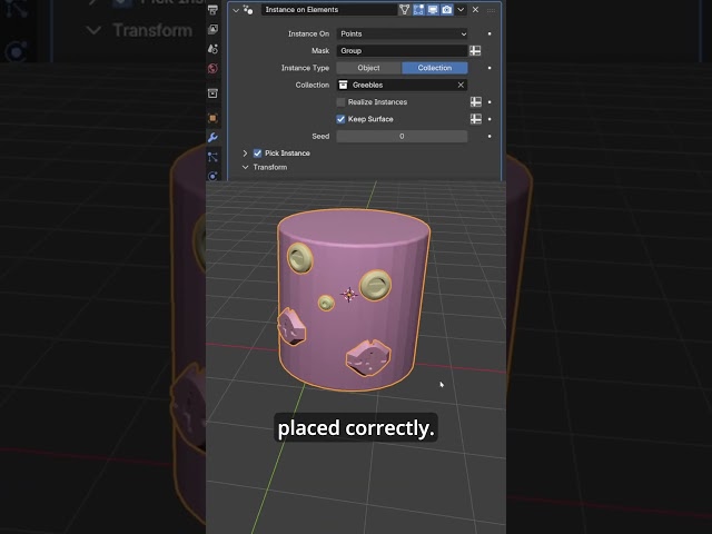 Placing details on a surface is easy with the Instance on Elements modifier #Blender #B3D #Blender3D