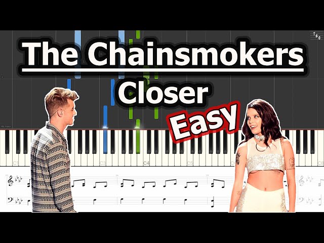 The Chainsmokers ft. Halsey - Closer  | EASY Piano Tutorial | Synthesia | Sheet Music