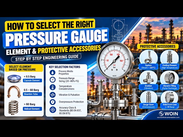 Pressure gauge selection: choose the right element and range