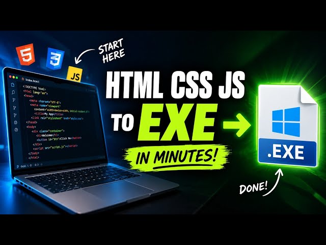 Turn HTML CSS JS Project Into An EXE File | Very Easy Method | Sawwqib Codes