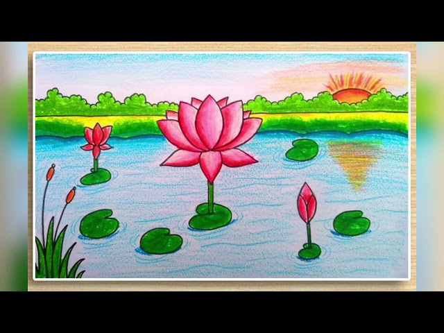 Step By Step Lotus Drawing  Tutorial | Lotus Drawing For Beginners | Simple Lotus Flower Drawing