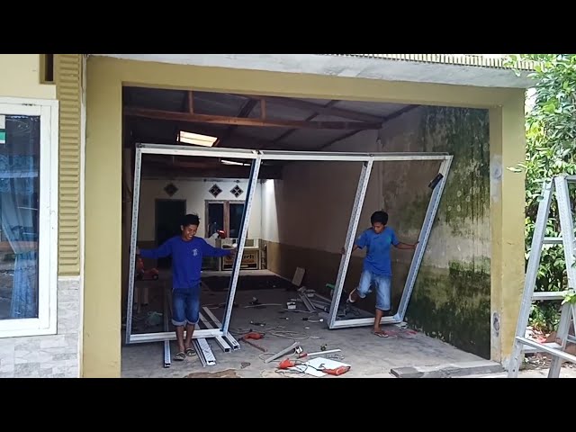 Tutorial lengkap !!! pasang kusen alumunium dengan pintu sleding