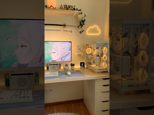 My cozy gaming setup 🦋🌱 #shorts #gamingsetup