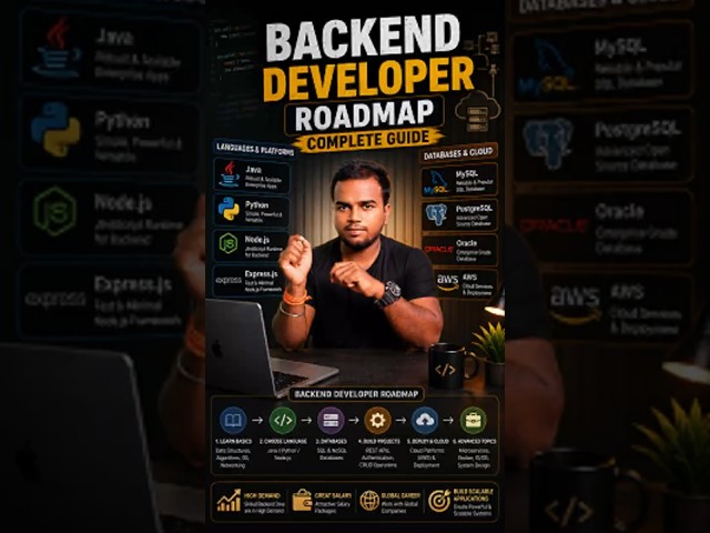 Backend Developer Roadmap 2026 🚀 Complete Guide in 60 Seconds | Java, Python, Node.js, SQL & AWS