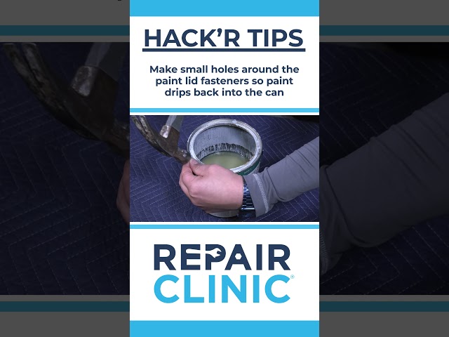HACK'R TIPS - Make small holes around paint lid fasteners so paint drips back into the can.