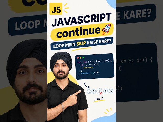 JavaScript Continue Statement Explained | Continue in JavaScript with Example | Hindi | Aman Sir