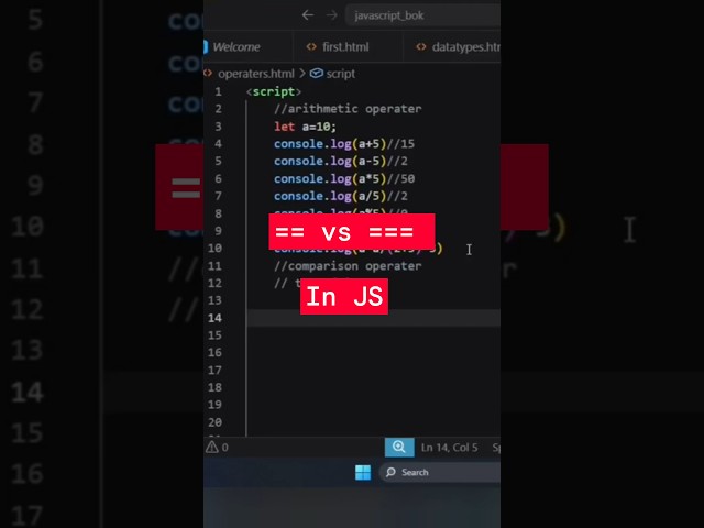 javacripts == and === | #javascript #javascripttutorial #javascriptbeginners