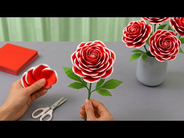 🌹 I Turned Simple Paper Into Beautiful Roses! Easy DIY Paper Flower Craft