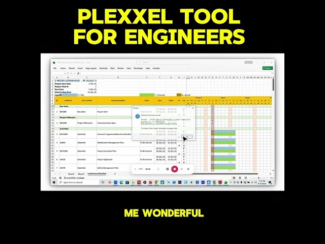 Learn how to create an Excel look-ahead schedule from a Primavera P6 XER file using Plexxel.