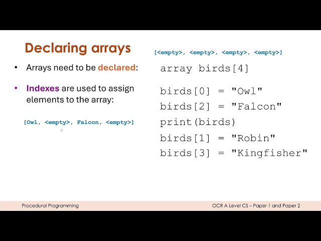 Declaring and Using 1D Arrays
