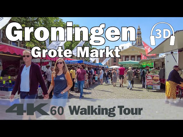 Groningen ☀️ | Market, Grote Markt, Martinitoren | Netherlands | 4K60 Walking Tour | Binaural Audio