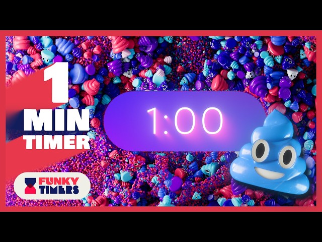 1 Minute Poop Emoji Countdown Timer 💩 With Music | 4K