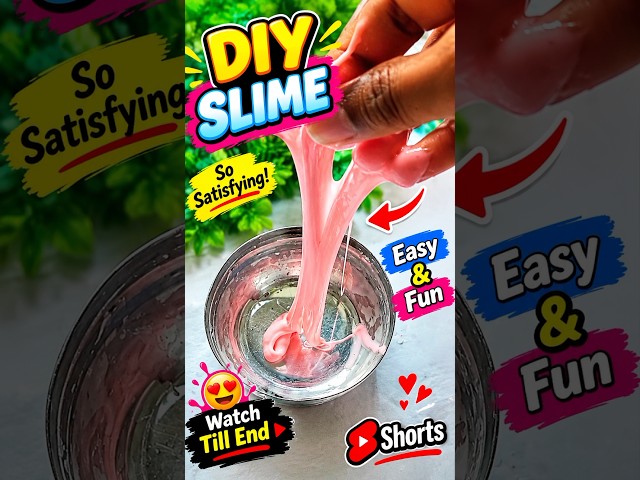 “Is this slime or magic? 😱🩷The more I stretch it, the longer it gets! 🤯✨”#shorts #diyslime #video