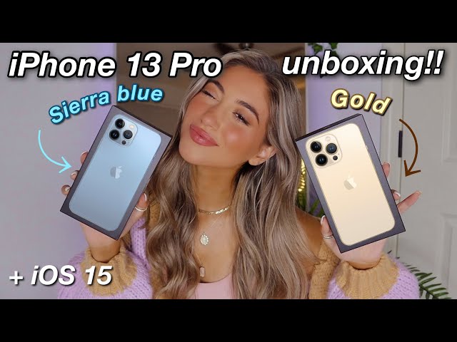 iPhone 13 Pro UNBOXING SIERRA BLUE & GOLD +FIRST IMPRESSIONS! *testing out camera & iOS 15 features*
