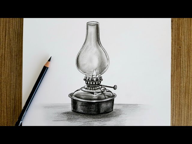 How to Draw a Realistic Oil Lamp / Step by Step Pencil Drawing