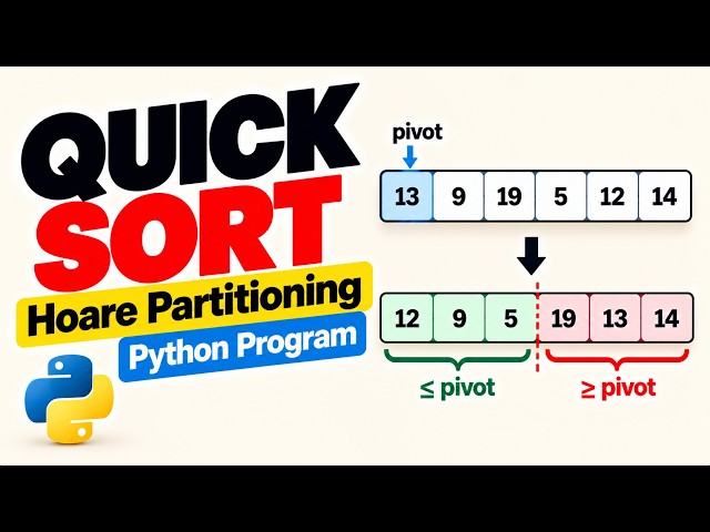 21 Quick Sort with Hoare Partitioning in Python | Step-by-Step Implementation