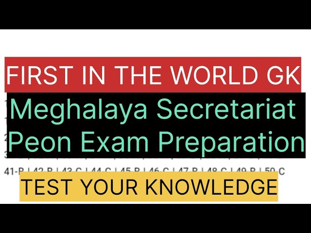 First in the World GK | Top 50 MCQs important for Meghalaya Secretariat Peon Exam | MPSC |