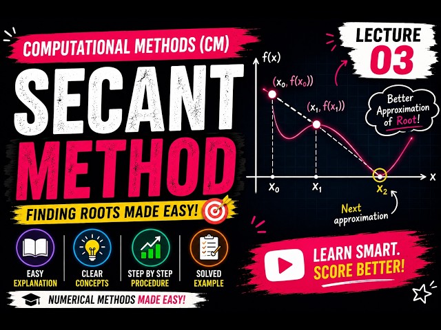 # 🔥 SECANT METHOD | Computational Methods (CM) 📚 | Lecture 3 🎓 | Numerical Methods 💻