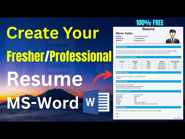 Resume Kaise Banaye | MS Word Me Resume Kaise Banaye | How to Create a CV In MS Word | Sahab Sir |