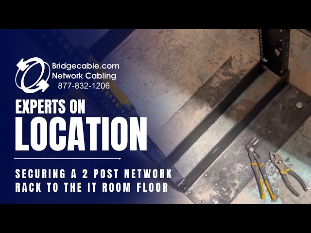 Securing Post Network Rack to Flooring Example Overview - Data Cabling Training - BridgeCable.com
