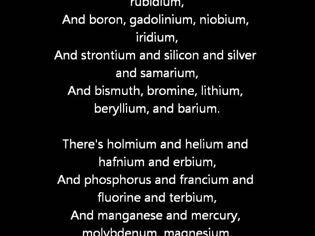 The Element Song by Tom Lehrer