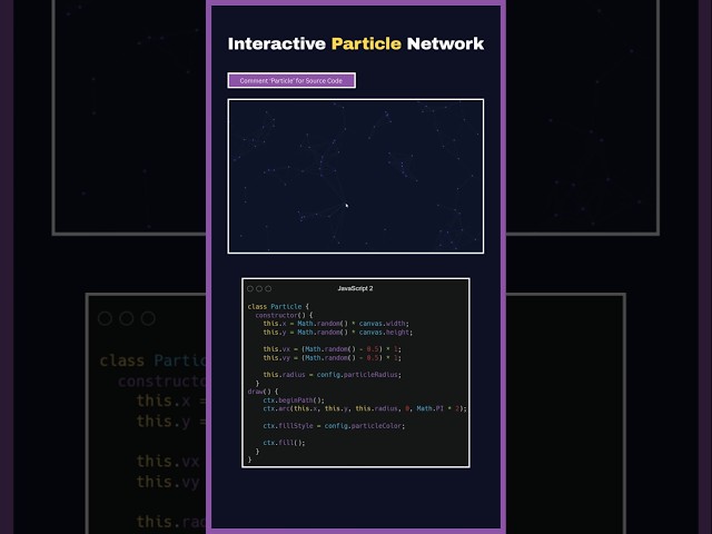 Interactive Particle Network Animation ✨ | HTML CSS JavaScript