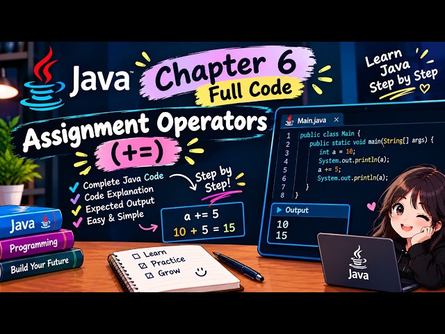 Java Chapter 6 Full Code | Assignment Operators (+=) | Complete Java Example