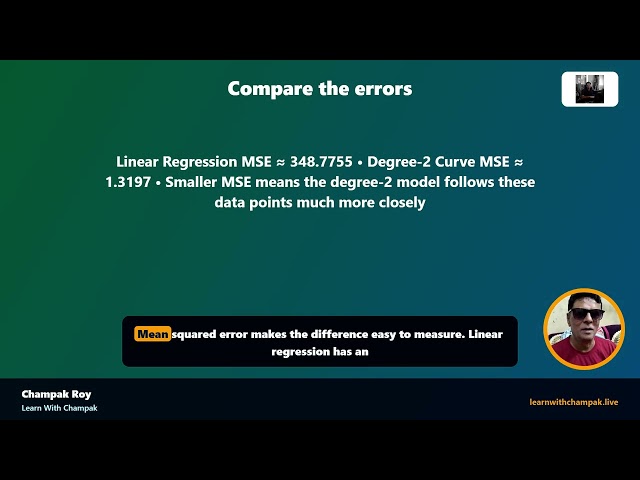 Linear Regression vs Degree-2 Curve Fitting | Python & JavaScript | No Polyfit