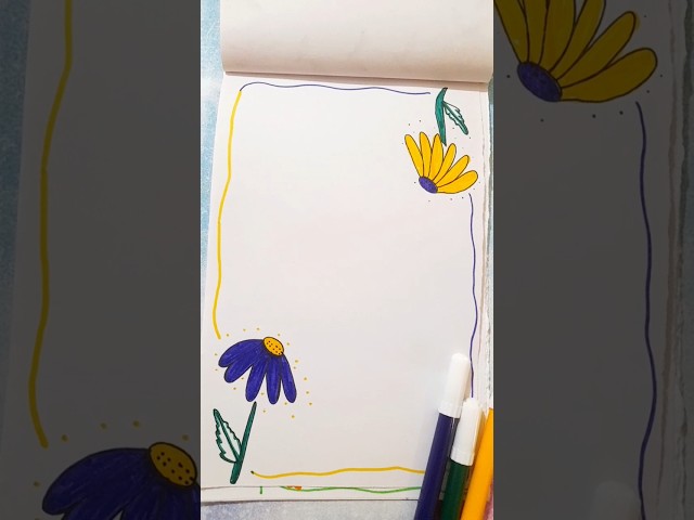Easy Front Page Border Design Ideas 💜💛 #shorts #youtubeshorts #frontpagedesign #ytshorts #trending