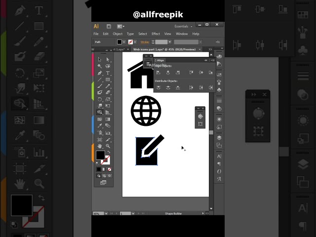 Adobe Illustrator Vector Web Icons Tutorial Part 2 #allfreepik #shorts