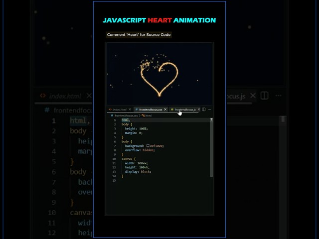 Glowing Particle Heart Animation ❤️ | HTML CSS & JavaScript #Shorts