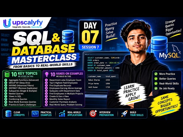 SQL & Database Masterclass Day 7 | Advanced SQL Queries, Subqueries & GROUP BY | MySQL Tutorial
