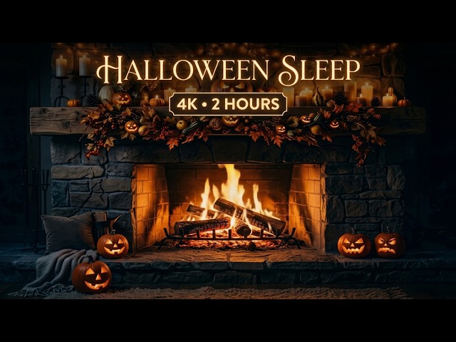4K Cozy Halloween Fireplace 🎃 Crackling Fireplace for Deep Sleep, Study & Relaxation 2H🔥