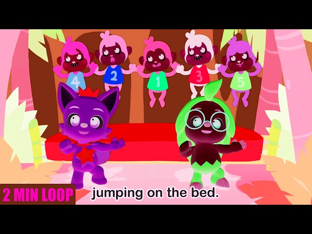🐒 Five Little Monkeys Jumping on the Bed 🛏️ | Fun Monkey Adventure | Kids Songs & Nursery Rhymes