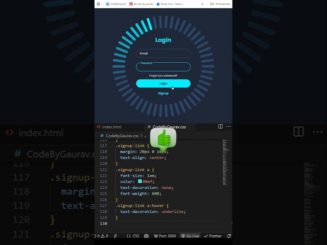 🔐 Animated Login Form using HTML & CSS #webdevelopment #coding #htmlcss #shorts
