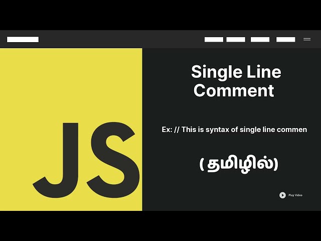 How to use Single Line Comments in JavaScript? (Tamil) | JS Tutorial