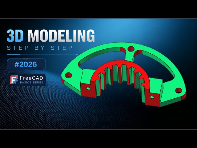 FreeCAD 26.3 Part Design Tutorial for Beginners | Sketch, Pad, Hole & Pattern Features-156