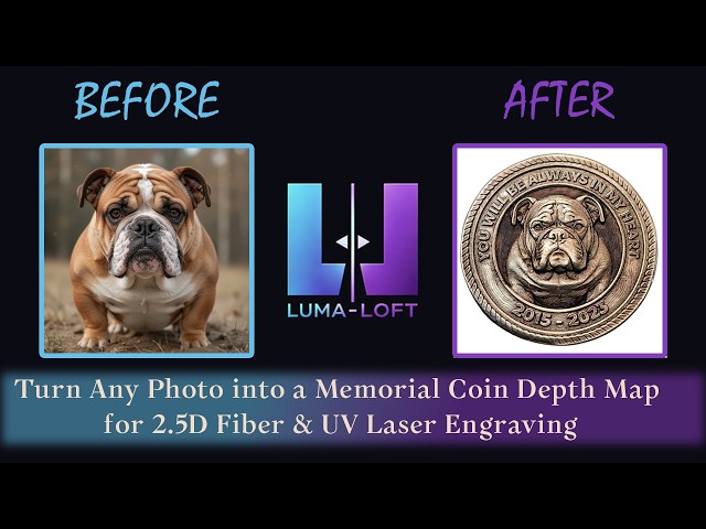 Create a 2.5D Pet Memorial Coin from a Photo | Depth Map Fiber Laser & CNC Tutorial – Luma-Loft