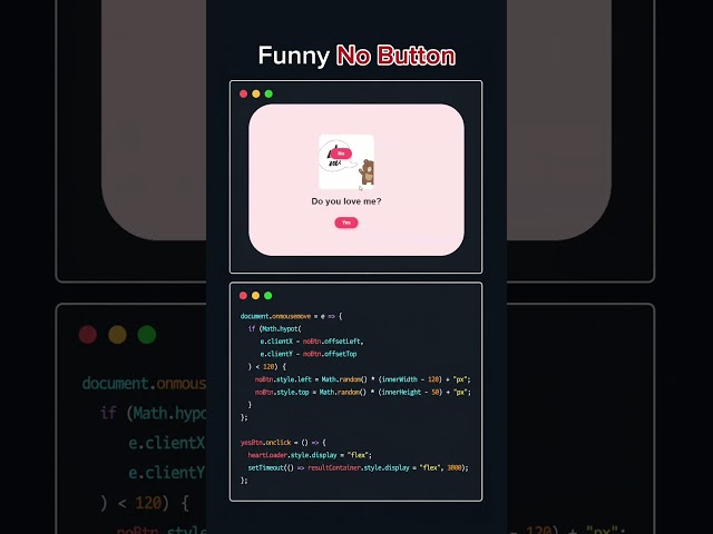 Funny No Button Effect Using JavaScript | MERN Stack Developer Course #shorts #coding #javascript