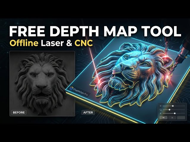 Free Image to Depth Map Generator for Laser Engraving & CNC, 3D PRINTING (Offline)