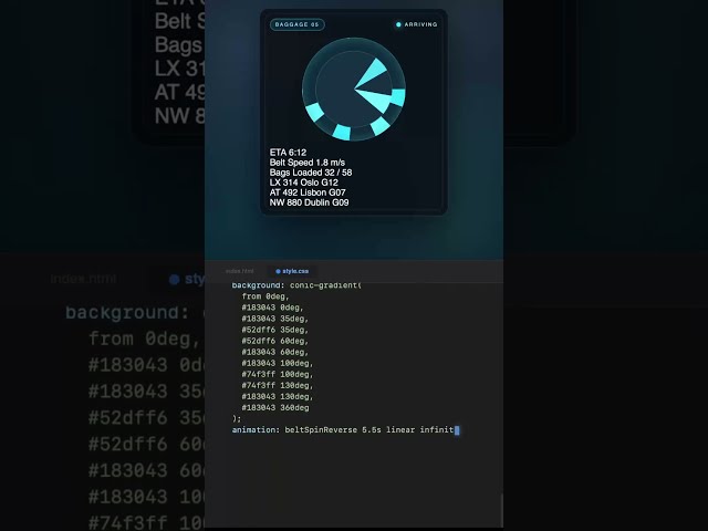 Over-engineered Baggage Claim UI #coding #css #code #shorts