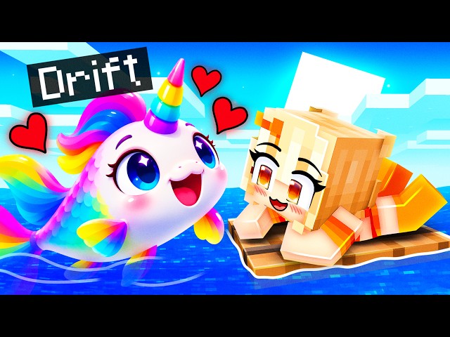 I Pretended to be BABY UNICORN FISH on a One RAFT!