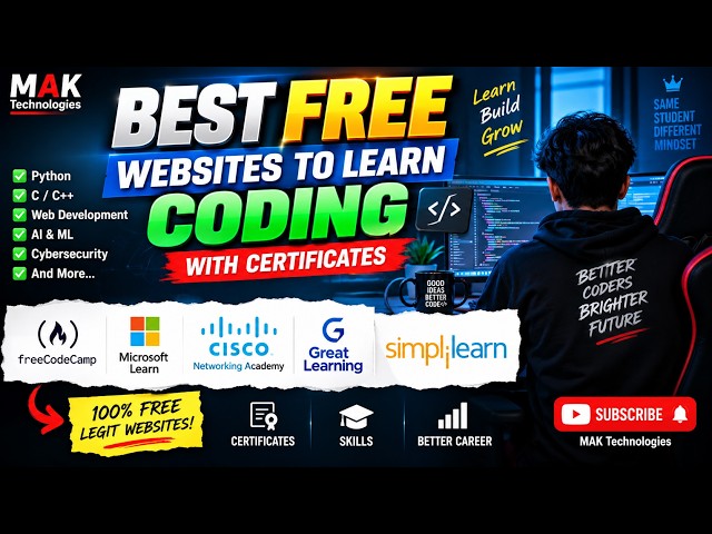 🔥 Best FREE Websites to Learn Coding With Certificates | Python, C, C++ & More 2026